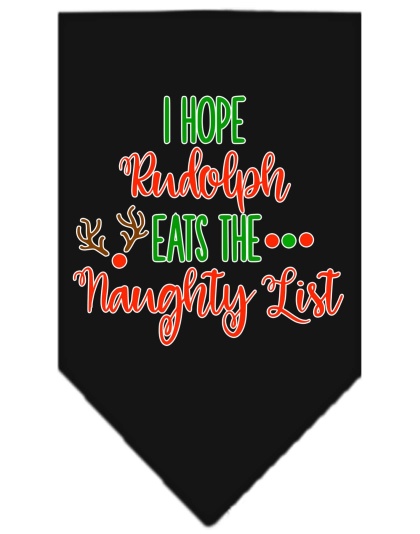 Hope Rudolph Eats Naughty List Screen Print Bandana Black Large