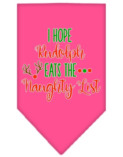 Hope Rudolph Eats Naughty List Screen Print Bandana Bright Pink Large
