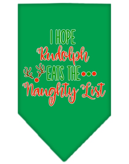 Hope Rudolph Eats Naughty List Screen Print Bandana Emerald Green Large