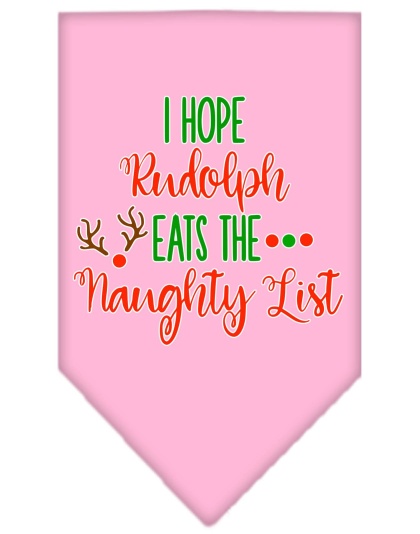Hope Rudolph Eats Naughty List Screen Print Bandana Light Pink Large