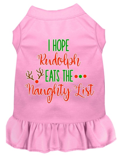 Hope Rudolph Eats Naughty List Screen Print Dog Dress Light Pink 4X