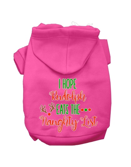 Hope Rudolph Eats Naughty List Screen Print Dog Hoodie Bright Pink L