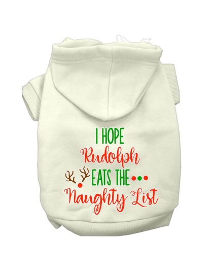 Hope Rudolph Eats Naughty List Screen Print Dog Hoodie Cream L