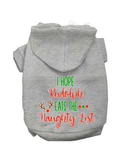 Hope Rudolph Eats Naughty List Screen Print Dog Hoodie Grey L