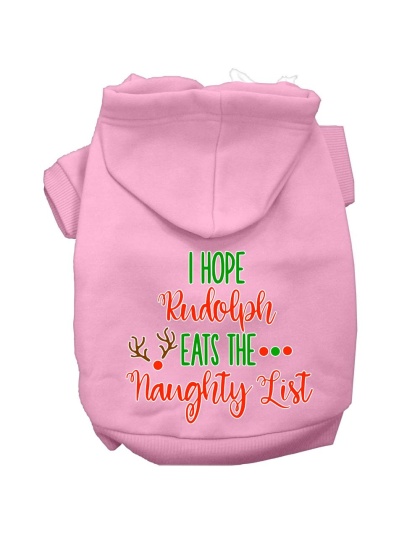 Hope Rudolph Eats Naughty List Screen Print Dog Hoodie Light Pink L