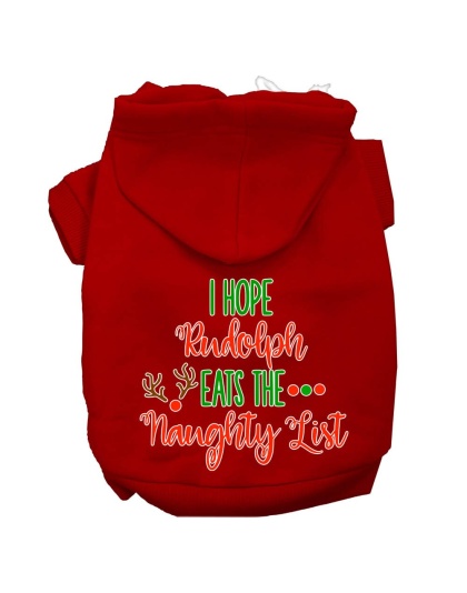 Hope Rudolph Eats Naughty List Screen Print Dog Hoodie Red L