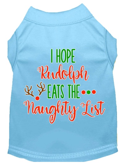 Hope Rudolph Eats Naughty List Screen Print Dog Shirt Baby Blue Lg