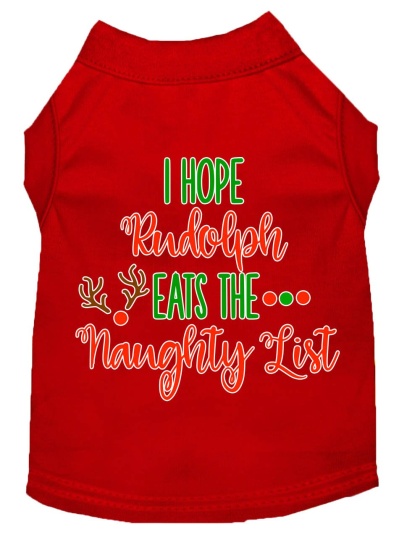 Hope Rudolph Eats Naughty List Screen Print Dog Shirt Red Lg