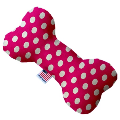 Hot Pink Swiss Dots 10 Inch Canvas Bone Dog Toy