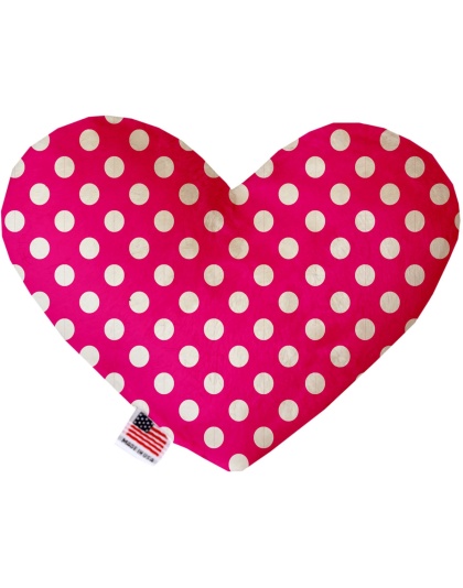 Hot Pink Swiss Dots 6 Inch Canvas Heart Dog Toy