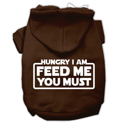 Hungry I Am Screen Print Pet Hoodies Brown Size Lg