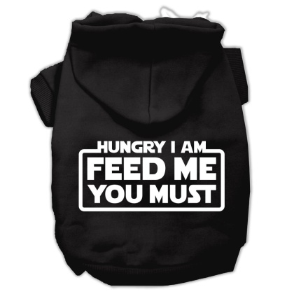 Hungry I am Screen Print Pet Hoodies Black Size Lg