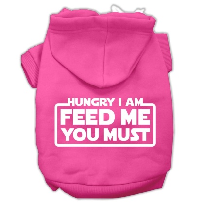 Hungry I am Screen Print Pet Hoodies Bright Pink Size Lg