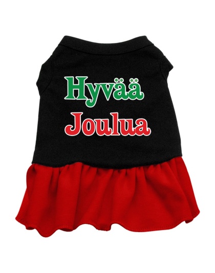 Hyvaa Joulua Screen Print Dress Black with Red Lg