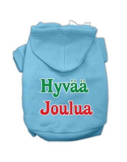 Hyvaa Joulua Screen Print Pet Hoodies Baby Blue L