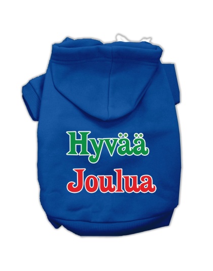 Hyvaa Joulua Screen Print Pet Hoodies Blue L