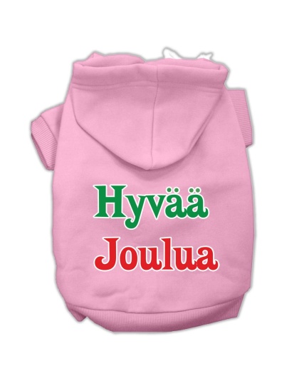 Hyvaa Joulua Screen Print Pet Hoodies Light Pink L