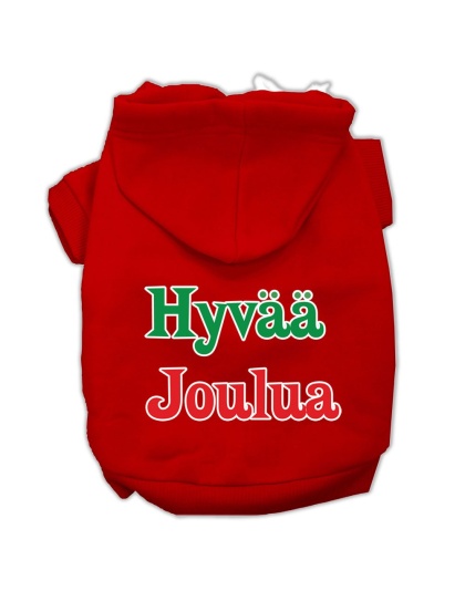 Hyvaa Joulua Screen Print Pet Hoodies Red Size L