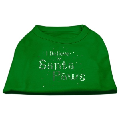 I Believe in Santa Paws Shirt Emerald Green Lg