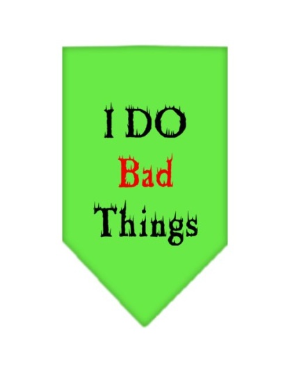 I Do Bad Things Screen Print Bandana Lime Green Large