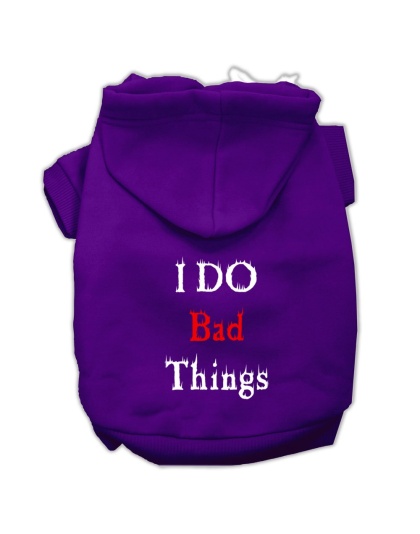 I Do Bad Things Screen Print Pet Hoodies Purple Size L