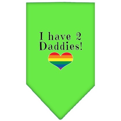 I Have 2 Daddies Screen Print Bandana Lime Green Large