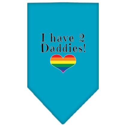 I Have 2 Daddies Screen Print Bandana Turquoise Large