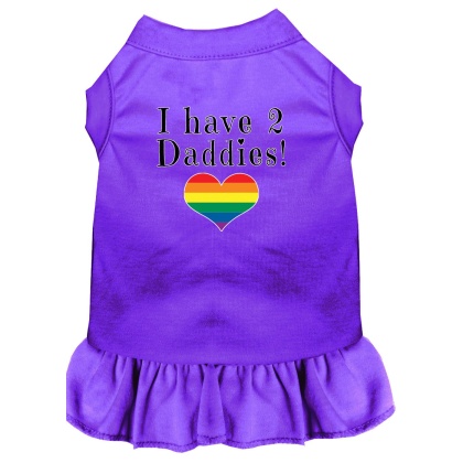 I have 2 Daddies Screen Print Dog Dress Purple 4X