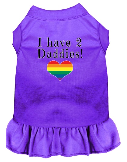 I have 2 Daddies Screen Print Dog Dress Purple 4X