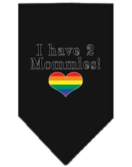 I Have 2 Mommies Screen Print Bandana Black Large