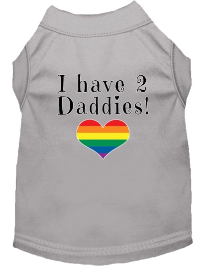 I have 2 Daddies Screen Print Dog Shirt Grey Lg