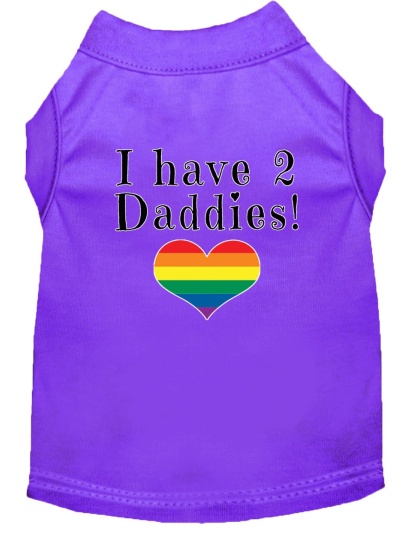 I have 2 Daddies Screen Print Dog Shirt Purple Lg