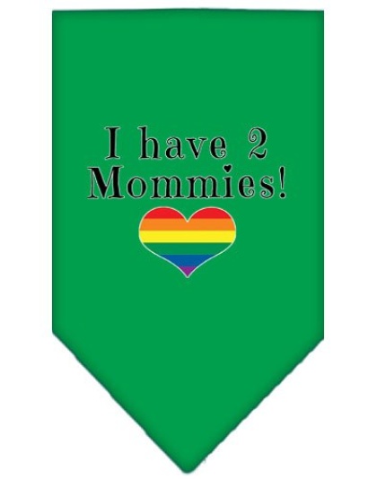 I Have 2 Mommies Screen Print Bandana Emerald Green Large