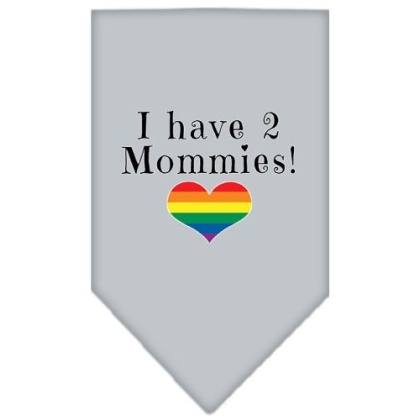 I Have 2 Mommies Screen Print Bandana Grey Large