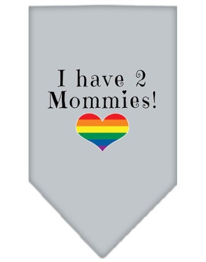 I Have 2 Mommies Screen Print Bandana Grey Large