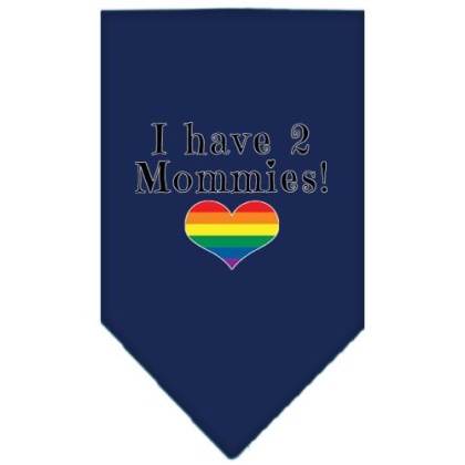 I Have 2 Mommies Screen Print Bandana Navy Blue large