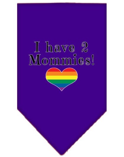 I Have 2 Mommies Screen Print Bandana Purple Large