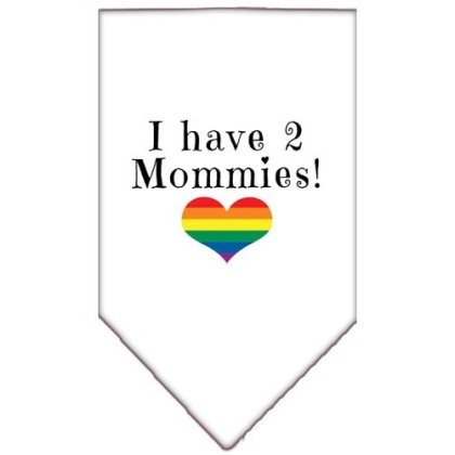 I Have 2 Mommies Screen Print Bandana White Large