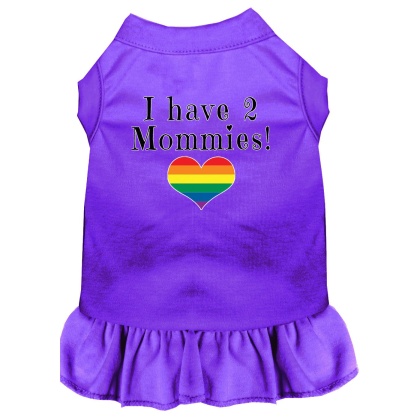 I Have 2 Mommies Screen Print Dog Dress Purple 4X