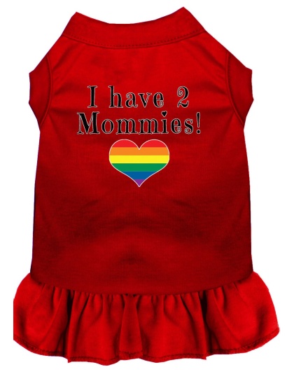 I Have 2 Mommies Screen Print Dog Dress Red 4X