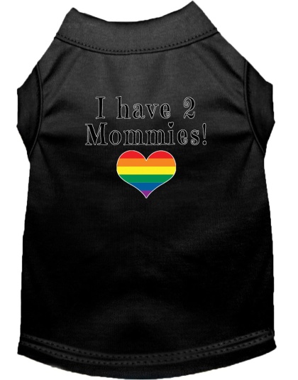 I have 2 Mommies Screen Print Dog Shirt Black Lg