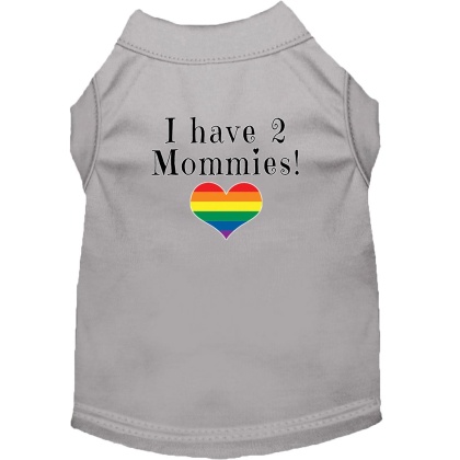 I have 2 Mommies Screen Print Dog Shirt Grey Lg