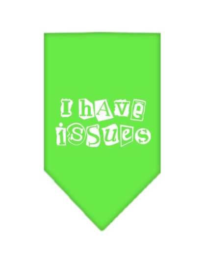 I Have Issues Screen Print Bandana Lime Green Large