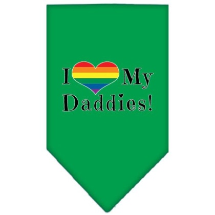 I Heart my Daddies Screen Print Bandana Emerald Green Large