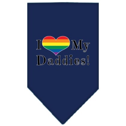 I Heart my Daddies Screen Print Bandana Navy Blue large