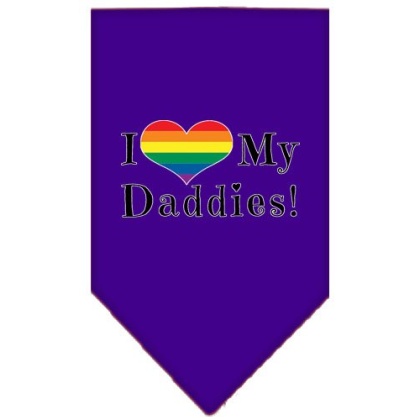 I Heart my Daddies Screen Print Bandana Purple Large