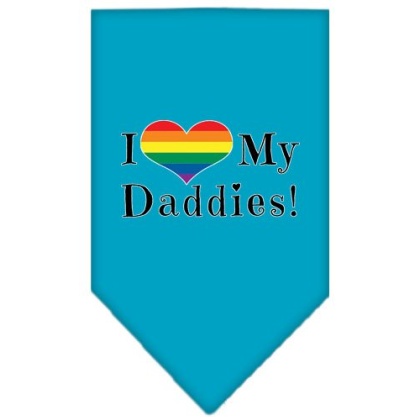 I Heart my Daddies Screen Print Bandana Turquoise Large