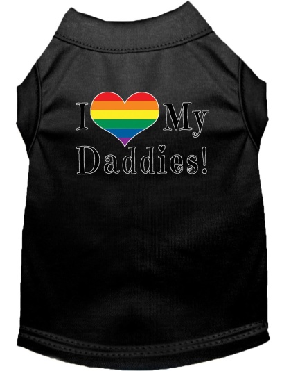 I heart my Daddies Screen Print Dog Shirt Black Lg