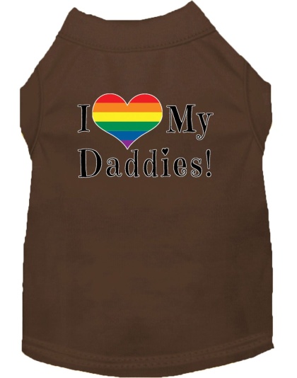 I heart my Daddies Screen Print Dog Shirt Brown Lg