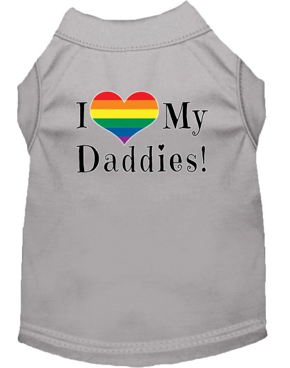 I heart my Daddies Screen Print Dog Shirt Grey Lg